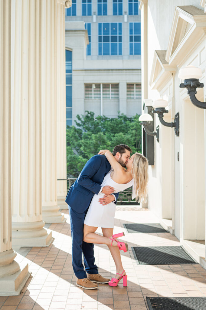 Grace Church downtown Greenville SC white church couples photoshoot