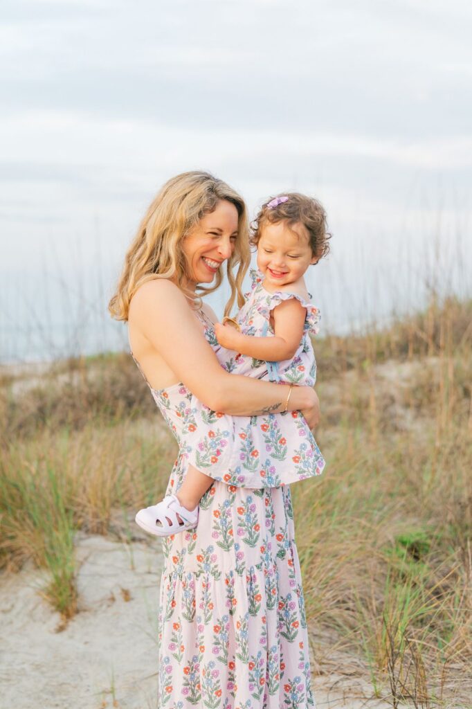 Mom and daughter wear Pink Chicken brand dresses