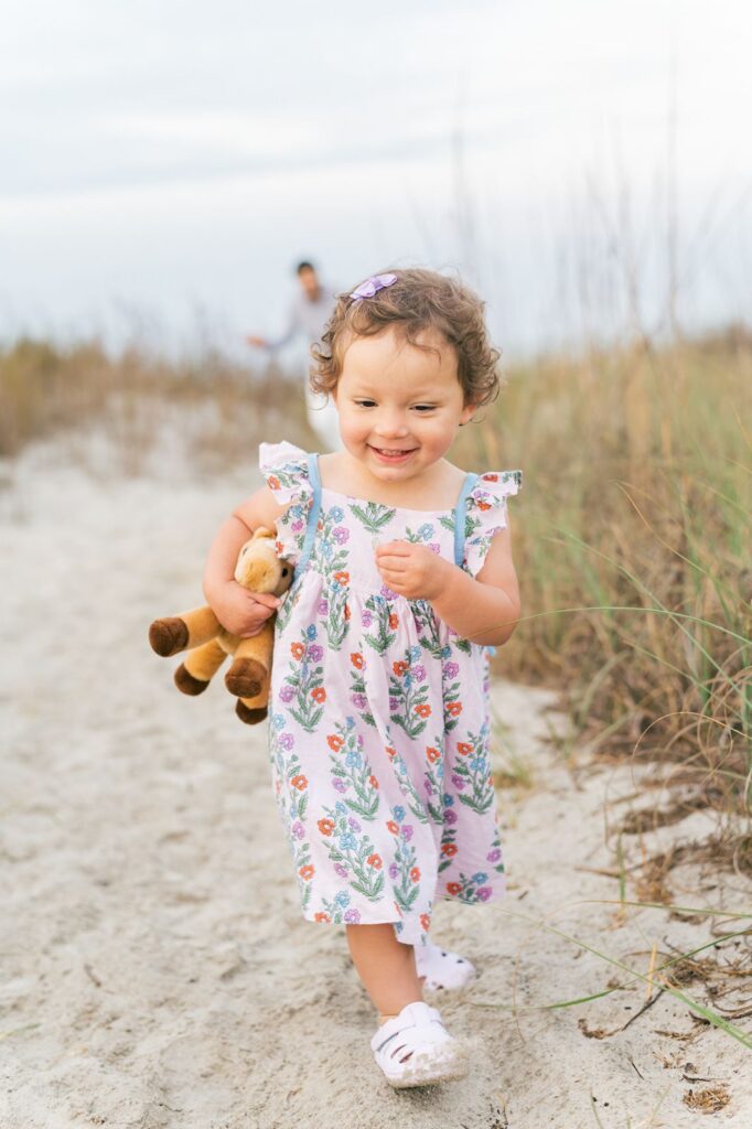 Dad chases toddler during Hilton Head beach family photography session
