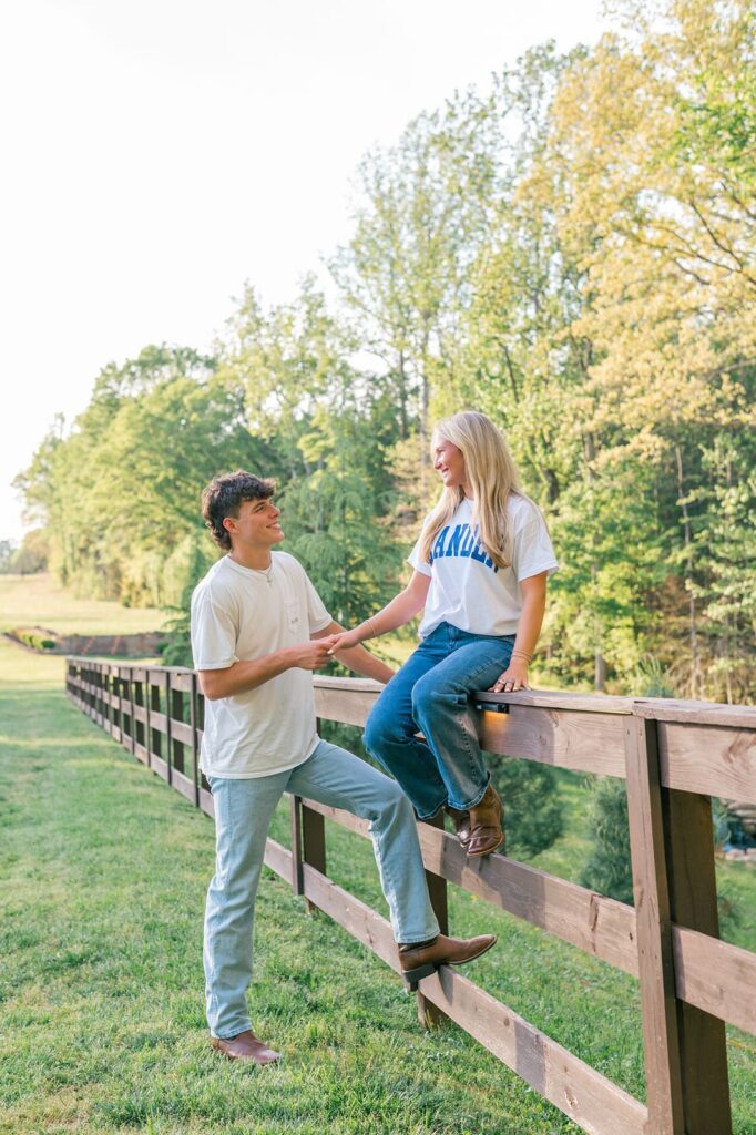 Senior photographers session of a couple at ranch in Greenville SC