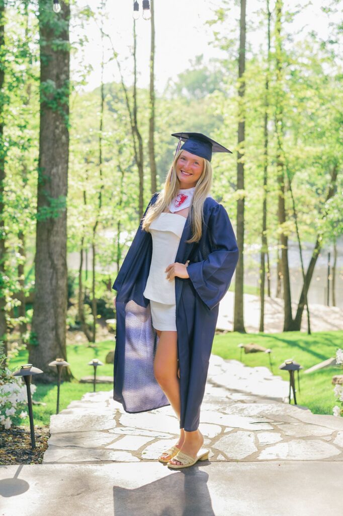 Cap and gown outfit for senior photographers' session in Greenville SC