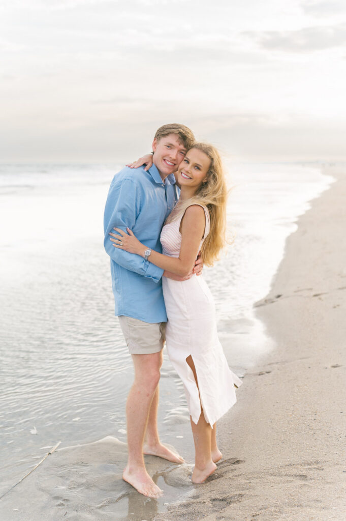 Beach couples session with Charleston engagement photographers