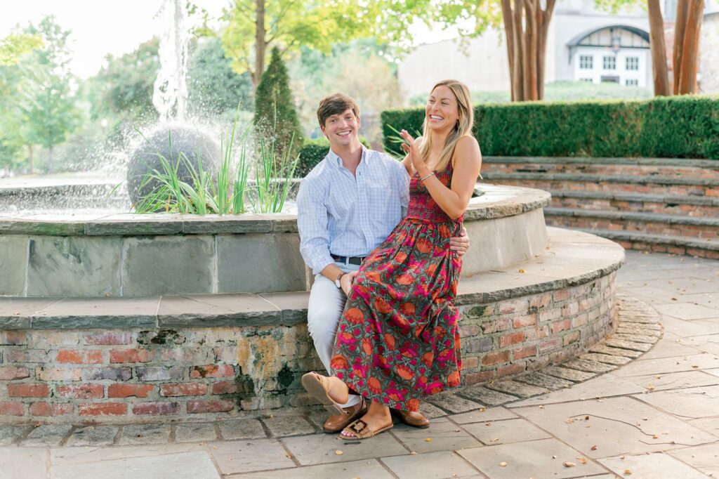 Engagement photos at the Village Market at the Reserve at Lake Keowee